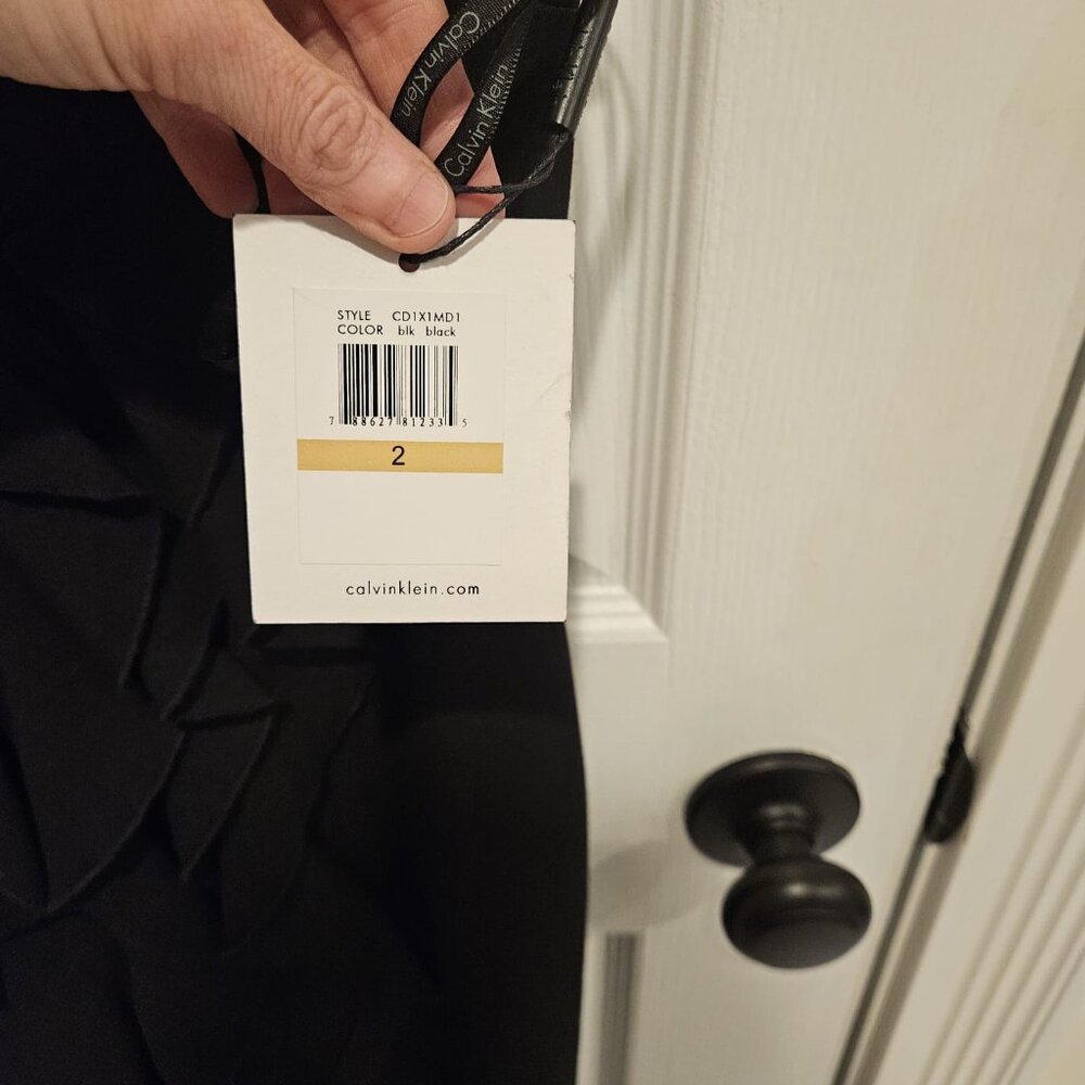 NWT Calvin Klein Black Ruffle Sleeveless Dress Size 2 - Picture 4 of 7